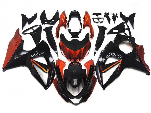 2009-2016 Custom Orange and Black with Silver inlay Suzuki GSXR 1000 Motorcycle Fairings 2009-2016 Custom Orange and Black with Silver inlay Suzuki GSXR 1000 Motorcycle Fairings