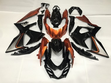 2009-2016 Gloss Black and Shiny Orange Suzuki GSXR 1000 Motorcycle Fairings