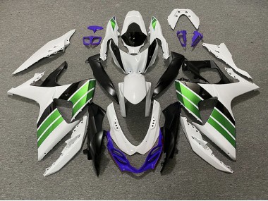 2009-2016 Gloss White Green Black and Purple Suzuki GSXR 1000 Motorcycle Fairings