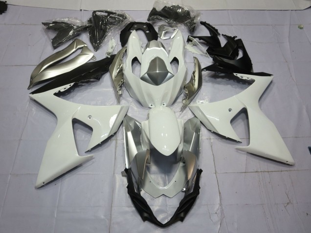 2009-2016 Silver and White Suzuki GSXR 1000 Motorcycle Fairings 2009-2016 Silver and White Suzuki GSXR 1000 Motorcycle Fairings