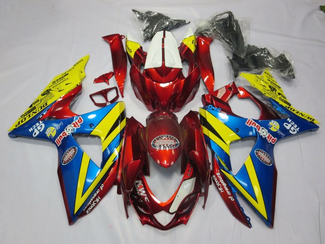 2009-2016 Yellow Red and Blue Suzuki GSXR 1000 Motorcycle Fairings 2009-2016 Yellow Red and Blue Suzuki GSXR 1000 Motorcycle Fairings