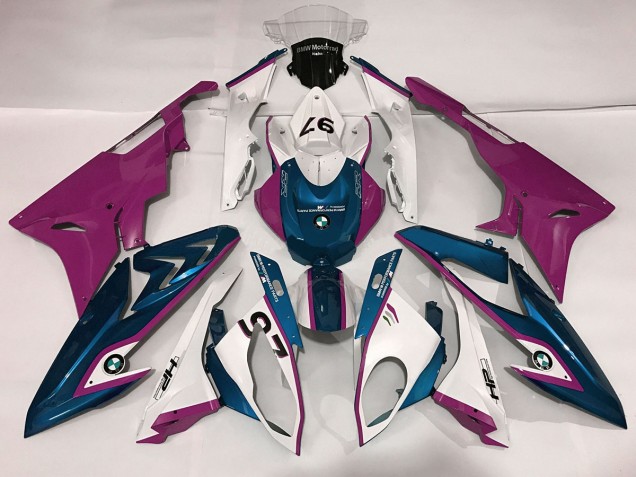 2009-2018 Gloss White & Pink and Blue BMW S1000RR Motorcycle Fairings 2009-2018 Gloss White & Pink and Blue BMW S1000RR Motorcycle Fairings