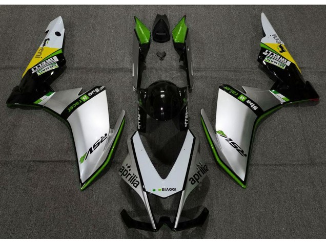 2010-2015 Silver Pirelli & Green Aprilia RSV4 1000 Motorcycle Fairings