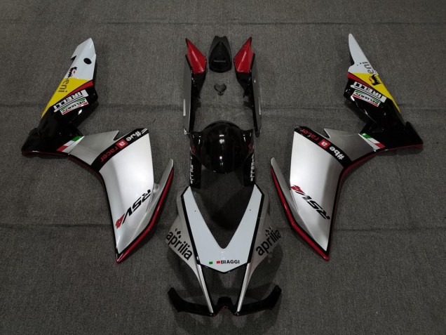 2010-2015 Silver Pirelli & Red Aprilia RSV4 1000 Motorcycle Fairings 2010-2015 Silver Pirelli & Red Aprilia RSV4 1000 Motorcycle Fairings