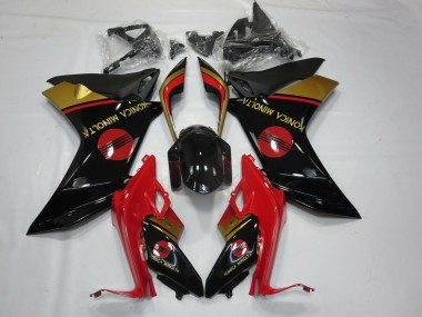 2011-2012 KM Red Black and Gold Honda CBR600F Motorcycle Fairings