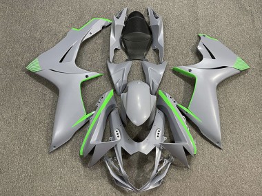 2011-2020 Matte Nardo Gray & Green Accents Suzuki GSXR 600-750 Motorcycle Fairings