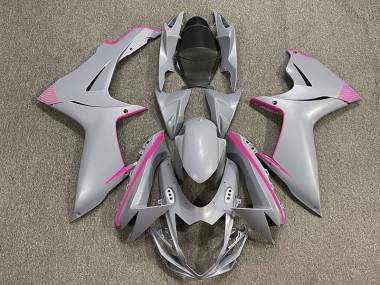2011-2020 Matte Nardo Gray & Pink Accents Suzuki GSXR 600-750 Motorcycle Fairings