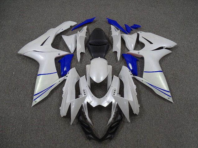 2011-2020 Pearl White and Dark Blue Suzuki GSXR 600-750 Motorcycle Fairings 2011-2020 Pearl White and Dark Blue Suzuki GSXR 600-750 Motorcycle Fairings