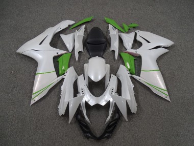 2011-2020 Pearl White and Green Suzuki GSXR 600-750 Motorcycle Fairings