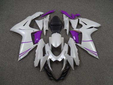 2011-2020 Pearl White and Purple Suzuki GSXR 600-750 Motorcycle Fairings
