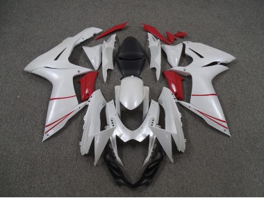 2011-2020 Pearl White and Red Suzuki GSXR 600-750 Motorcycle Fairings