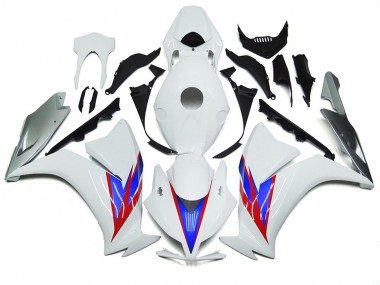 2012-2016 Gloss White and Silver Honda CBR1000RR Motorcycle Fairings