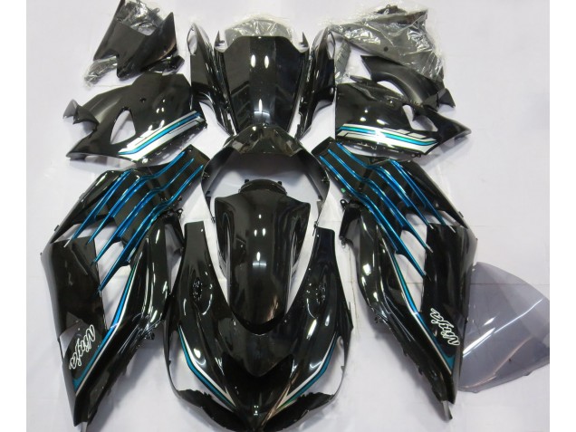 2012-2019 Gloss Black & Light Blue Kawasaki ZX14R Motorcycle Fairings 2012-2019 Gloss Black & Light Blue Kawasaki ZX14R Motorcycle Fairings