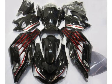 2012-2019 Gloss Black & Red Kawasaki ZX14R Motorcycle Fairings