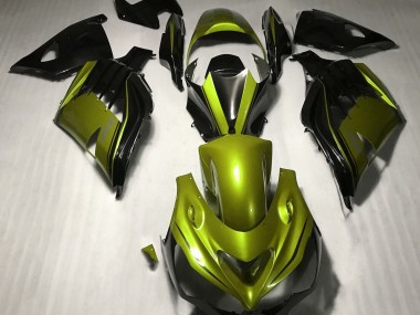 2012-2019 Gloss Yellow and Black Kawasaki ZX14R Motorcycle Fairings