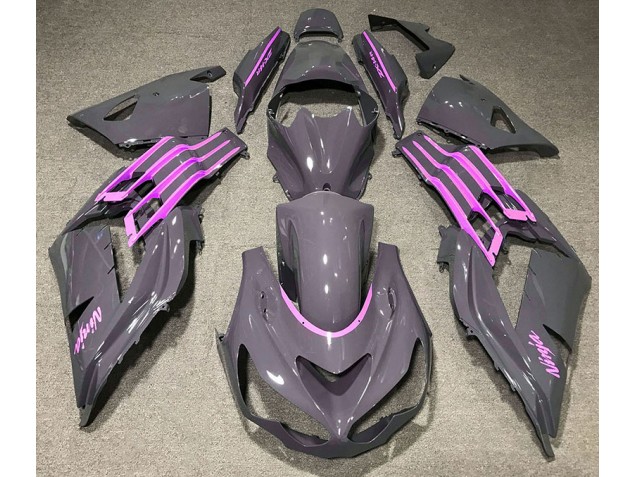 2012-2019 Nardo Gray & Pink Kawasaki ZX14R Motorcycle Fairings 2012-2019 Nardo Gray & Pink Kawasaki ZX14R Motorcycle Fairings