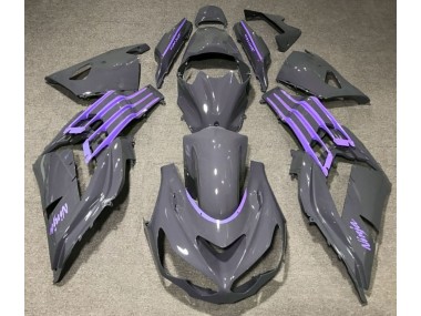 2012-2019 Nardo Gray & Purple Kawasaki ZX14R Motorcycle Fairings