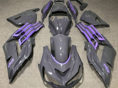 2012-2019 Nardo Gray & Purple Kawasaki ZX14R Motorcycle Fairings