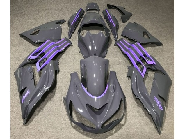 2012-2019 Nardo Gray & Purple Kawasaki ZX14R Motorcycle Fairings
