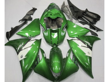 2013-2014 Gloss Green & White Yamaha R1 Motorcycle Fairings