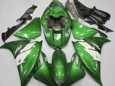 2013-2014 Gloss Green & White Yamaha R1 Motorcycle Fairings