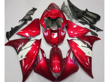 2013-2014 Gloss Red & White Yamaha R1 Motorcycle Fairings