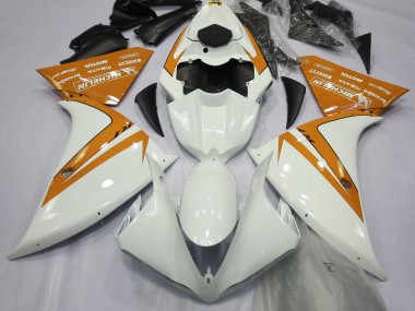 2013-2014 Gloss White and Orange Yamaha R1 Motorcycle Fairings
