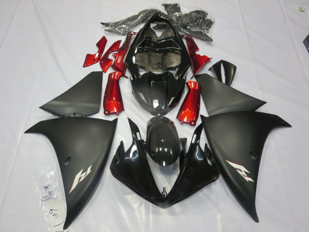 2013-2014 Matte Black Red Yamaha R1 Motorcycle Fairings 2013-2014 Matte Black Red Yamaha R1 Motorcycle Fairings