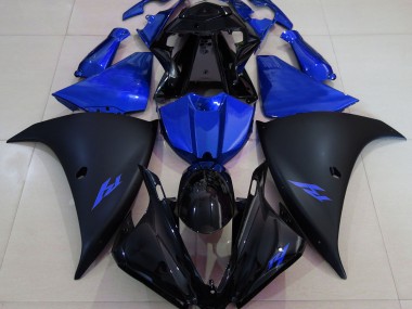 2013-2014 Matte Black and Blue Yamaha R1 Motorcycle Fairings