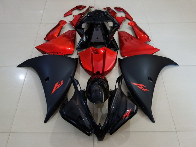 2013-2014 Matte Black and Fire Red Yamaha R1 Motorcycle Fairings 2013-2014 Matte Black and Fire Red Yamaha R1 Motorcycle Fairings