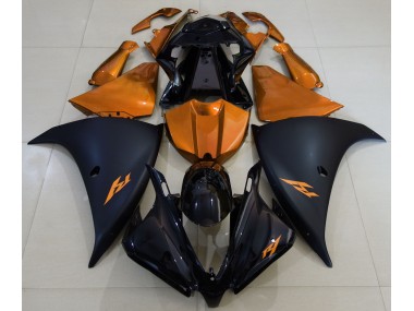 2013-2014 Matte Black and Orange Yamaha R1 Motorcycle Fairings