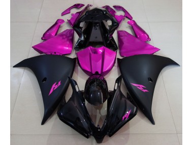 2013-2014 Matte Black and Pink Yamaha R1 Motorcycle Fairings