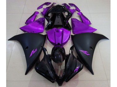 2013-2014 Matte Black and Purple Yamaha R1 Motorcycle Fairings