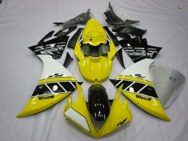 2013-2014 Yellow And White Yamaha R1 Motorcycle Fairings 2013-2014 Yellow And White Yamaha R1 Motorcycle Fairings