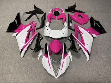 2013-2016 Gloss White and Pink Triumph Daytona 675 Motorcycle Fairings