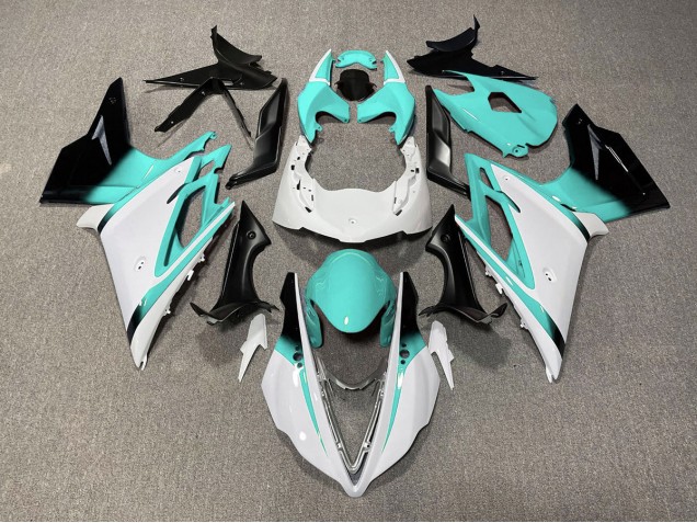 2013-2016 Gloss White and Teal Triumph Daytona 675 Motorcycle Fairings 2013-2016 Gloss White and Teal Triumph Daytona 675 Motorcycle Fairings