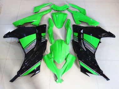 2013-2018 Black and Green Gloss Kawasaki Ninja 300 Motorcycle Fairings