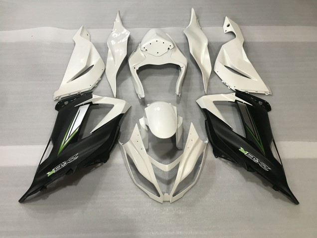 2013-2018 Crystal White & Satin Black Kawasaki ZX6R Motorcycle Fairings 2013-2018 Crystal White & Satin Black Kawasaki ZX6R Motorcycle Fairings
