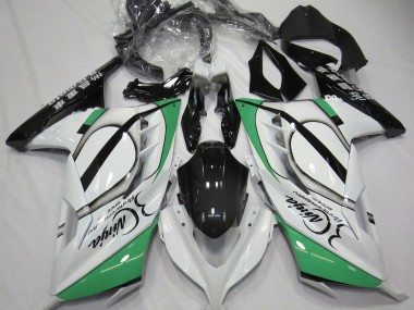 2013-2018 Gloss White and Green Kawasaki Ninja 300 Motorcycle Fairings