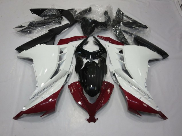 2013-2018 Maroon and White Kawasaki Ninja 300 Motorcycle Fairings 2013-2018 Maroon and White Kawasaki Ninja 300 Motorcycle Fairings