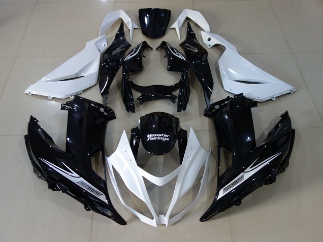 2013-2018 Pearl White and Black Kawasaki ZX6R Motorcycle Fairings 2013-2018 Pearl White and Black Kawasaki ZX6R Motorcycle Fairings