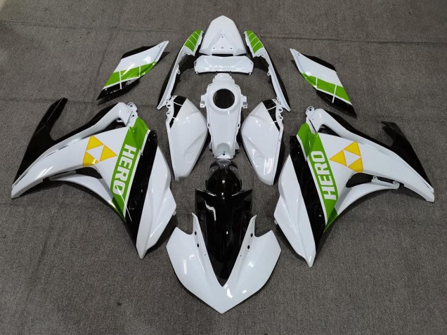 2015-2018 Gloss White Black and Green Yamaha R3 Motorcycle Fairings 2015-2018 Gloss White Black and Green Yamaha R3 Motorcycle Fairings