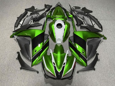 2015-2018 Green Black and White Yamaha R3 Motorcycle Fairings