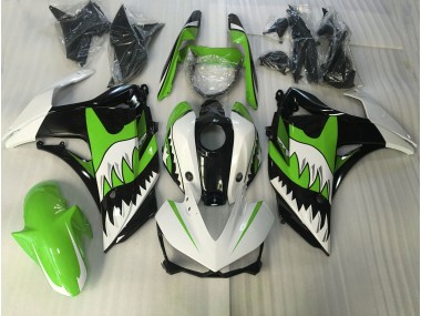 2015-2018 Lime Green and White Shark Yamaha R3 Motorcycle Fairings