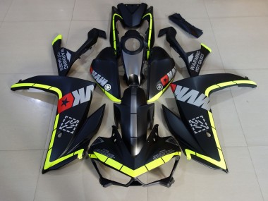 2015-2018 Matte Black and Yellow Yamaha R3 Motorcycle Fairings