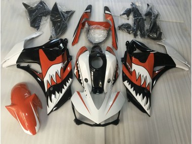 2015-2018 Orange and White Shark Yamaha R3 Motorcycle Fairings