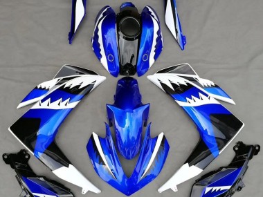 2015-2018 White Blue and Black Shark Yamaha R3 Motorcycle Fairings
