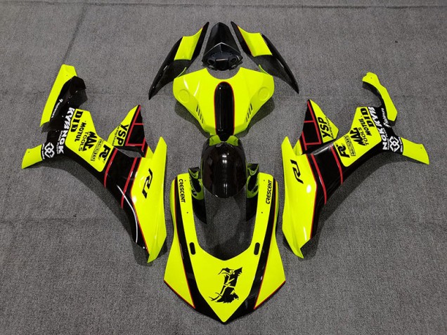 2015-2019 Floro Yellow and Black Yamaha R1 Motorcycle Fairings 2015-2019 Floro Yellow and Black Yamaha R1 Motorcycle Fairings