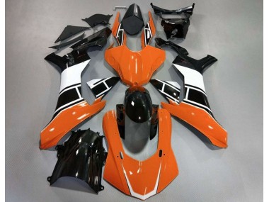 2015-2019 Gloss Orange White and Black Yamaha R1 Motorcycle Fairings