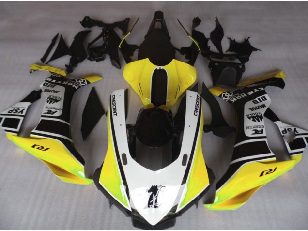 2015-2019 Gloss Yellow & White Yamaha R1 Motorcycle Fairings 2015-2019 Gloss Yellow & White Yamaha R1 Motorcycle Fairings